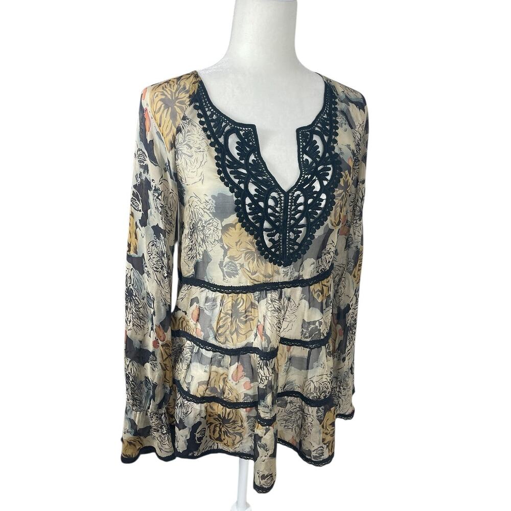 Johnny Was 4 Love & Liberty Silk Floral Tunic Top Size XS Whimsy Fairy FLAW - Picture 4 of 13